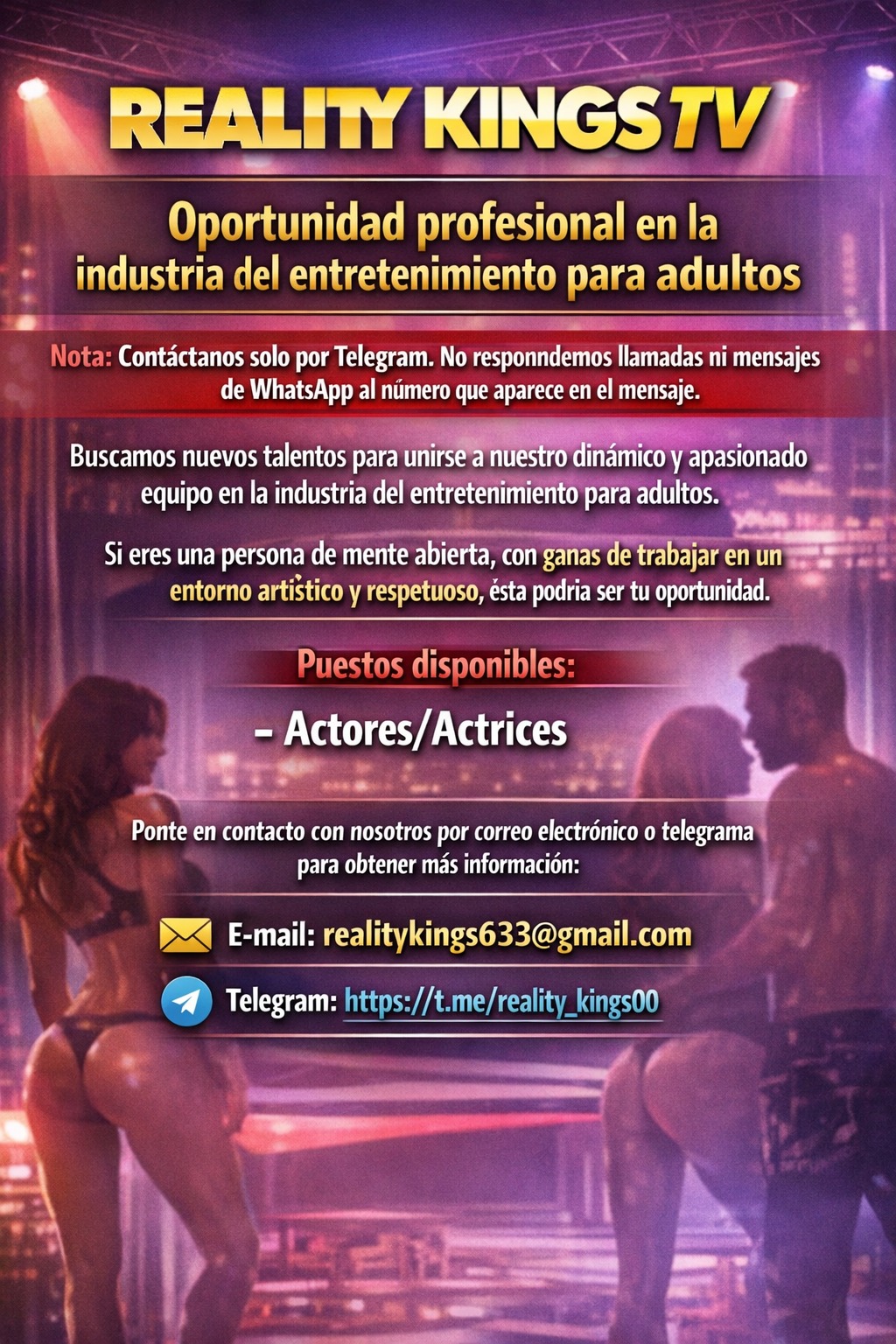 Anuncio de reclutamiento profesional - x actores. - Foto 2